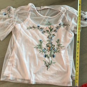 Grand & Greene Feminine Pale Pink Pretty Top with Pink Shell